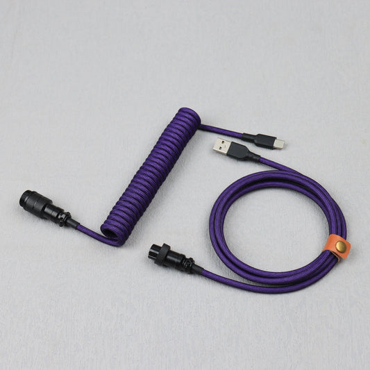 LANO Custom Paracord Coiled Mechanical Keyboard Type C Data Spring Cable GX16 Aviator Coil Spiral Usb C for Gaming Coiled Cable